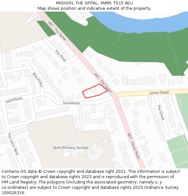 MIGNON, THE SPITAL, YARM, TS15 9EU: Location map and indicative extent of plot
