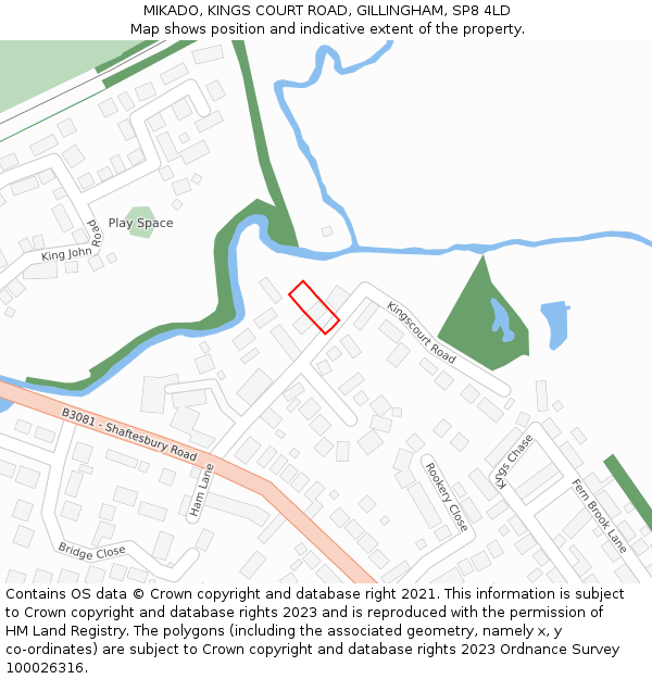 MIKADO, KINGS COURT ROAD, GILLINGHAM, SP8 4LD: Location map and indicative extent of plot