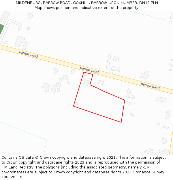 MILDENBURG, BARROW ROAD, GOXHILL, BARROW-UPON-HUMBER, DN19 7LN: Location map and indicative extent of plot