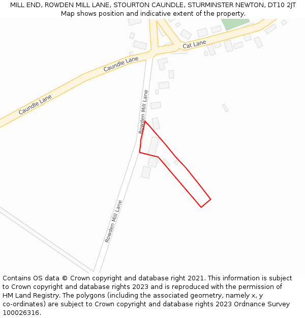 MILL END, ROWDEN MILL LANE, STOURTON CAUNDLE, STURMINSTER NEWTON, DT10 2JT: Location map and indicative extent of plot