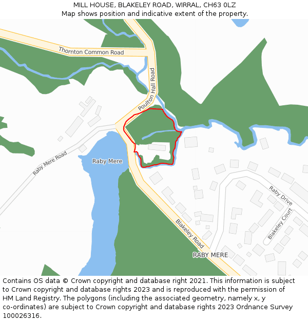 MILL HOUSE, BLAKELEY ROAD, WIRRAL, CH63 0LZ: Location map and indicative extent of plot