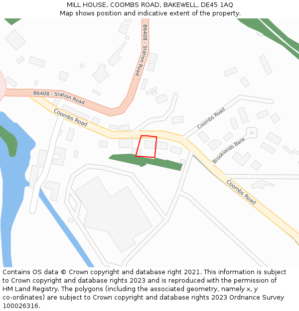 MILL HOUSE, COOMBS ROAD, BAKEWELL, DE45 1AQ: Location map and indicative extent of plot