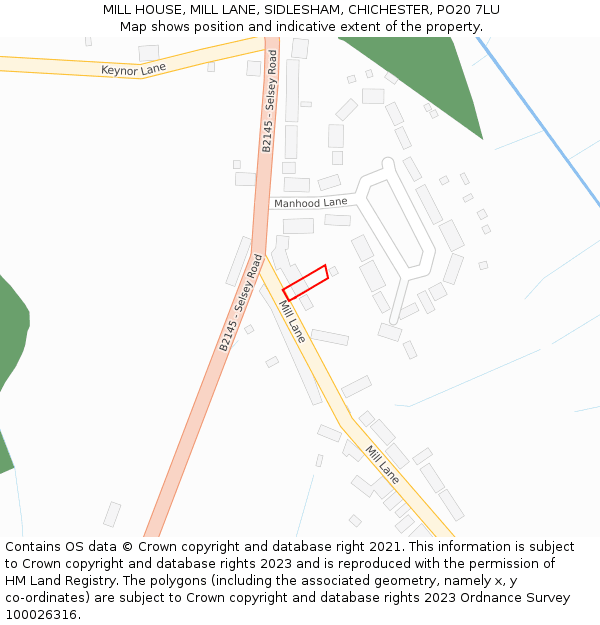 MILL HOUSE, MILL LANE, SIDLESHAM, CHICHESTER, PO20 7LU: Location map and indicative extent of plot