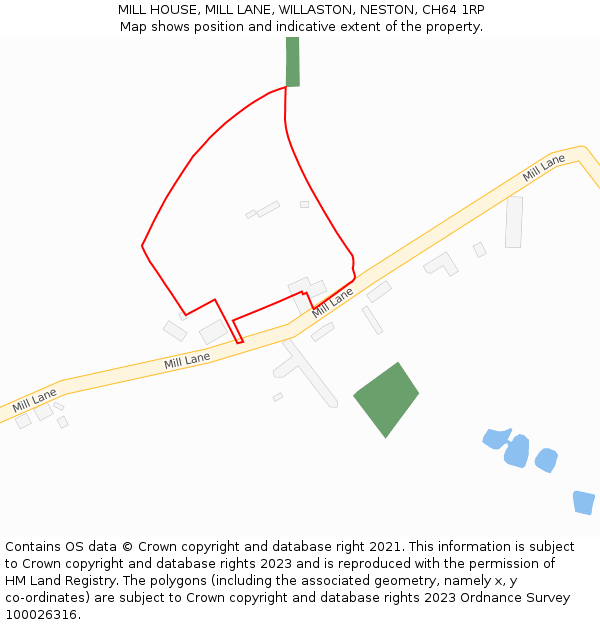 MILL HOUSE, MILL LANE, WILLASTON, NESTON, CH64 1RP: Location map and indicative extent of plot