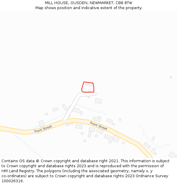 MILL HOUSE, OUSDEN, NEWMARKET, CB8 8TW: Location map and indicative extent of plot