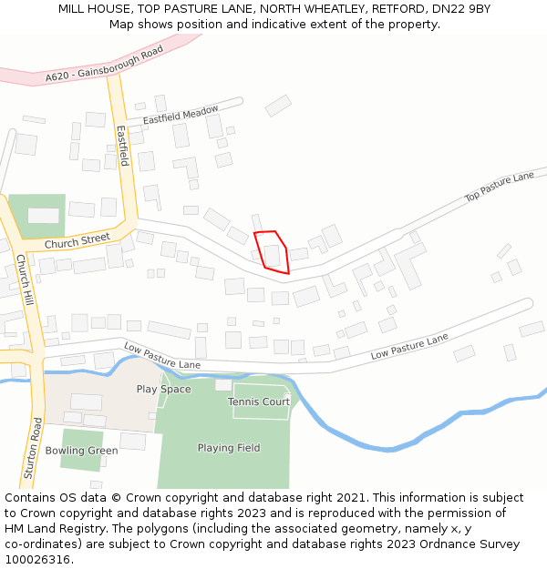 MILL HOUSE, TOP PASTURE LANE, NORTH WHEATLEY, RETFORD, DN22 9BY: Location map and indicative extent of plot