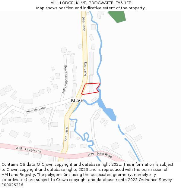 MILL LODGE, KILVE, BRIDGWATER, TA5 1EB: Location map and indicative extent of plot