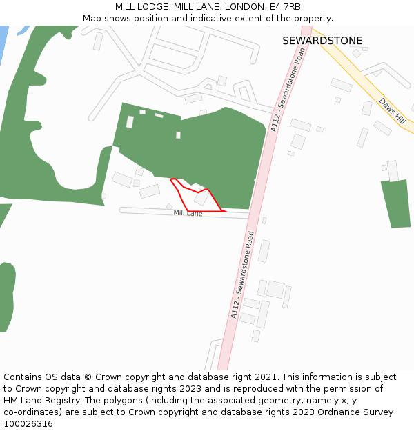 MILL LODGE, MILL LANE, LONDON, E4 7RB: Location map and indicative extent of plot