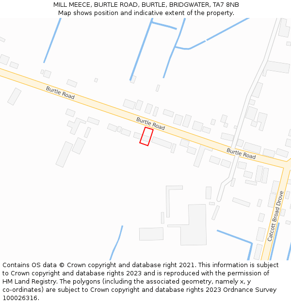 MILL MEECE, BURTLE ROAD, BURTLE, BRIDGWATER, TA7 8NB: Location map and indicative extent of plot