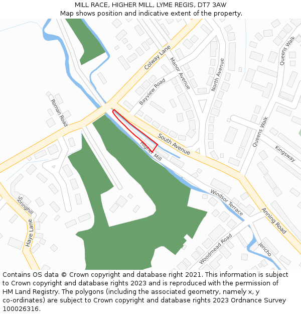 MILL RACE, HIGHER MILL, LYME REGIS, DT7 3AW: Location map and indicative extent of plot