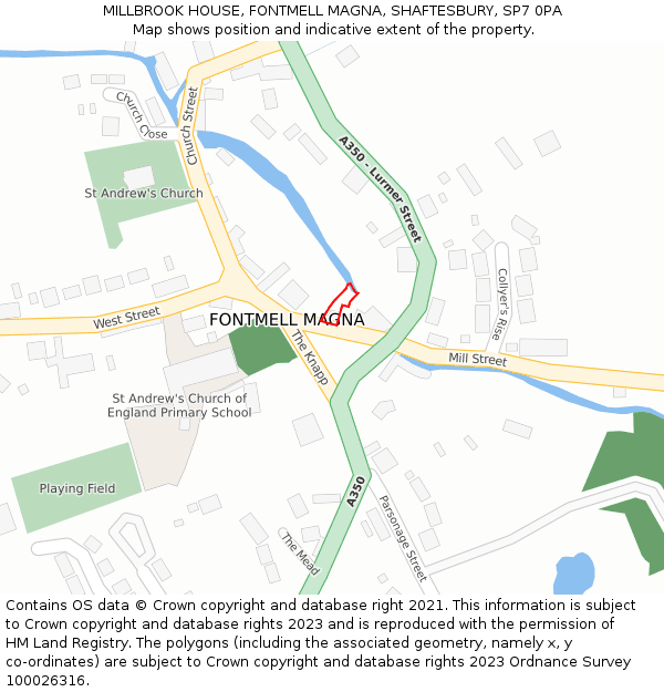 MILLBROOK HOUSE, FONTMELL MAGNA, SHAFTESBURY, SP7 0PA: Location map and indicative extent of plot