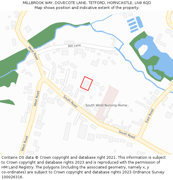 MILLBROOK WAY, DOVECOTE LANE, TETFORD, HORNCASTLE, LN9 6QD: Location map and indicative extent of plot