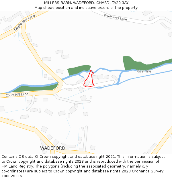 MILLERS BARN, WADEFORD, CHARD, TA20 3AY: Location map and indicative extent of plot