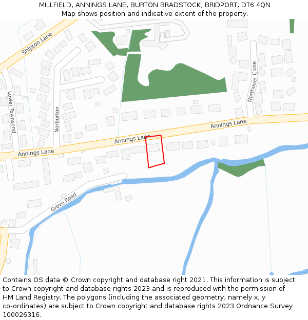 MILLFIELD, ANNINGS LANE, BURTON BRADSTOCK, BRIDPORT, DT6 4QN: Location map and indicative extent of plot