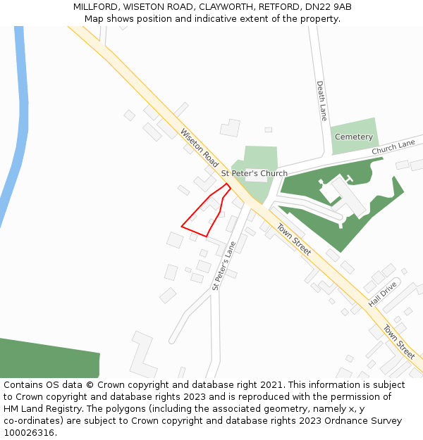 MILLFORD, WISETON ROAD, CLAYWORTH, RETFORD, DN22 9AB: Location map and indicative extent of plot