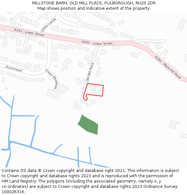 MILLSTONE BARN, OLD MILL PLACE, PULBOROUGH, RH20 2DR: Location map and indicative extent of plot