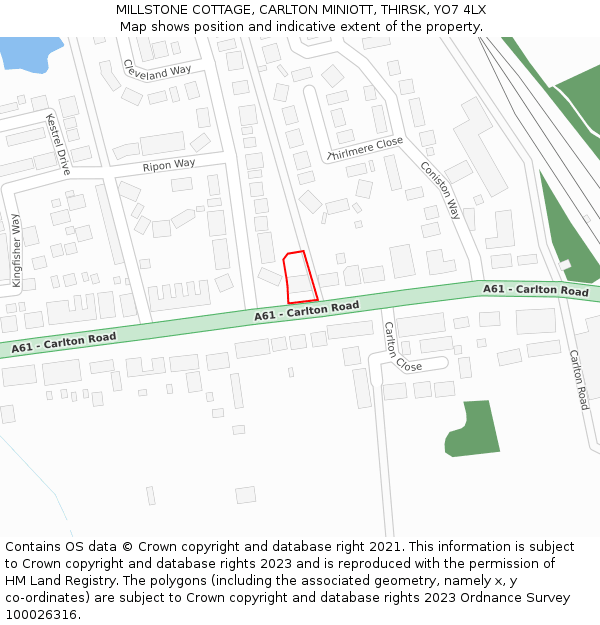MILLSTONE COTTAGE, CARLTON MINIOTT, THIRSK, YO7 4LX: Location map and indicative extent of plot