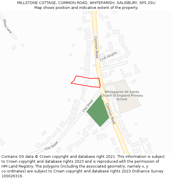 MILLSTONE COTTAGE, COMMON ROAD, WHITEPARISH, SALISBURY, SP5 2SU: Location map and indicative extent of plot