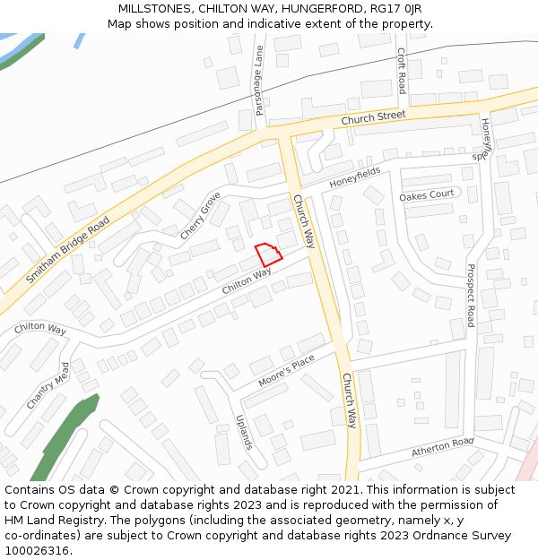 MILLSTONES, CHILTON WAY, HUNGERFORD, RG17 0JR: Location map and indicative extent of plot