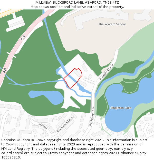MILLVIEW, BUCKSFORD LANE, ASHFORD, TN23 4TZ: Location map and indicative extent of plot