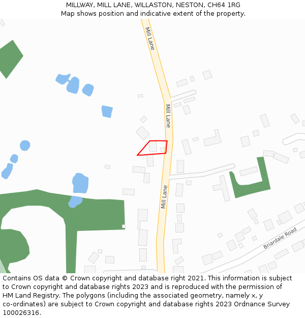 MILLWAY, MILL LANE, WILLASTON, NESTON, CH64 1RG: Location map and indicative extent of plot