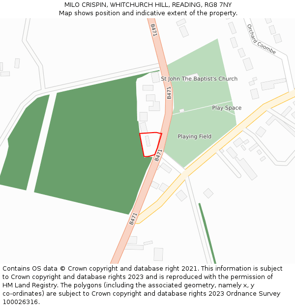 MILO CRISPIN, WHITCHURCH HILL, READING, RG8 7NY: Location map and indicative extent of plot