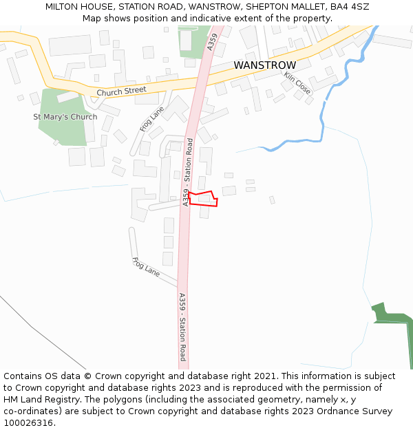 MILTON HOUSE, STATION ROAD, WANSTROW, SHEPTON MALLET, BA4 4SZ: Location map and indicative extent of plot