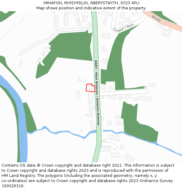 MINAFON, RHYDYFELIN, ABERYSTWYTH, SY23 4PU: Location map and indicative extent of plot