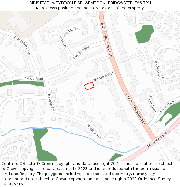 MINSTEAD, WEMBDON RISE, WEMBDON, BRIDGWATER, TA6 7PN: Location map and indicative extent of plot