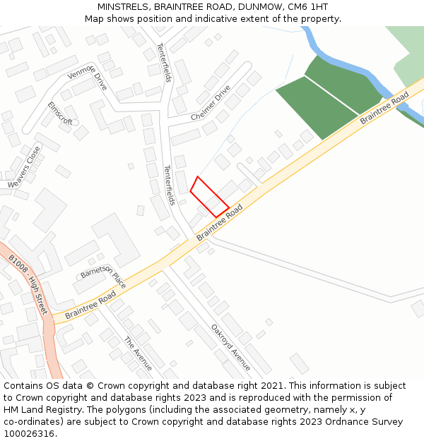 MINSTRELS, BRAINTREE ROAD, DUNMOW, CM6 1HT: Location map and indicative extent of plot