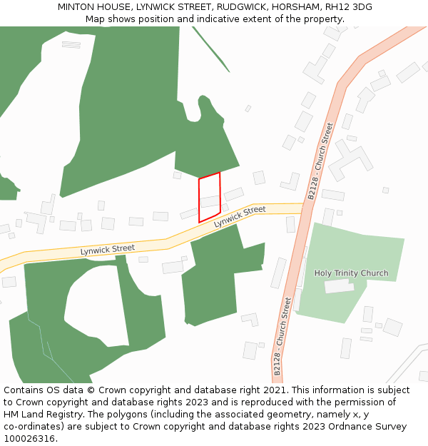 MINTON HOUSE, LYNWICK STREET, RUDGWICK, HORSHAM, RH12 3DG: Location map and indicative extent of plot