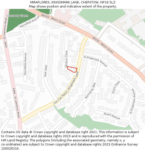 MIRAFLORES, KINGSMARK LANE, CHEPSTOW, NP16 5LZ: Location map and indicative extent of plot