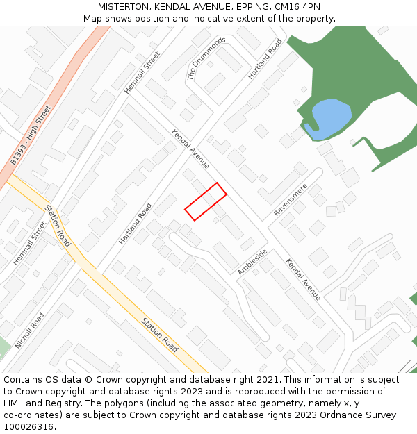 MISTERTON, KENDAL AVENUE, EPPING, CM16 4PN: Location map and indicative extent of plot