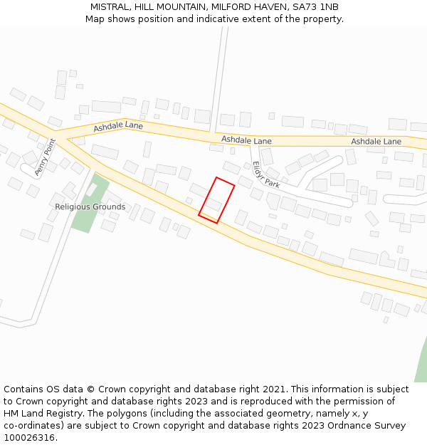 MISTRAL, HILL MOUNTAIN, MILFORD HAVEN, SA73 1NB: Location map and indicative extent of plot