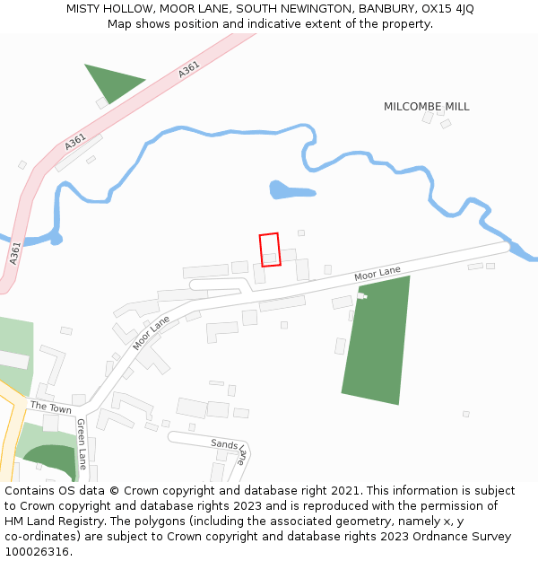 MISTY HOLLOW, MOOR LANE, SOUTH NEWINGTON, BANBURY, OX15 4JQ: Location map and indicative extent of plot