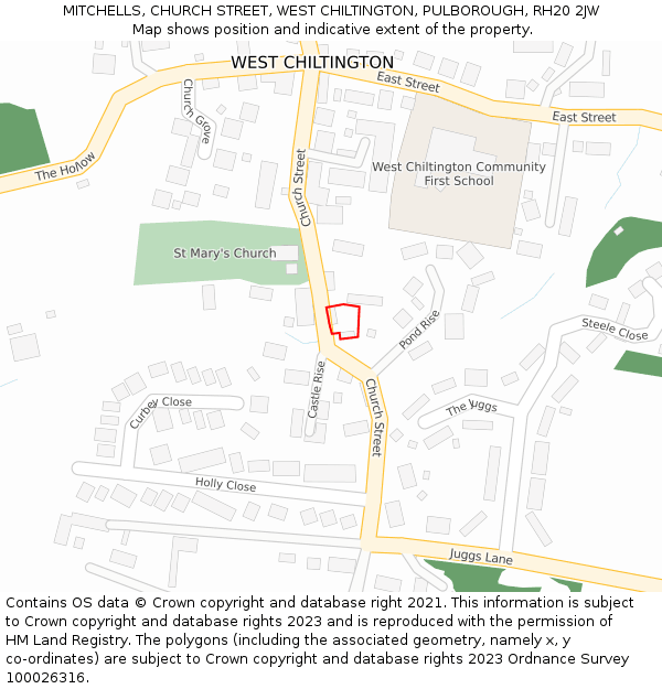 MITCHELLS, CHURCH STREET, WEST CHILTINGTON, PULBOROUGH, RH20 2JW: Location map and indicative extent of plot