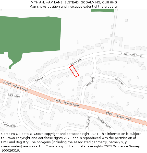 MITHIAN, HAM LANE, ELSTEAD, GODALMING, GU8 6HG: Location map and indicative extent of plot