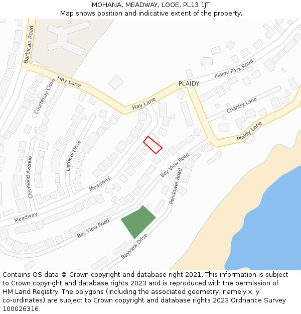 MOHANA, MEADWAY, LOOE, PL13 1JT: Location map and indicative extent of plot