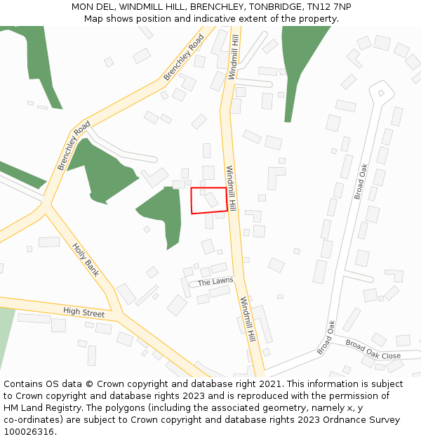 MON DEL, WINDMILL HILL, BRENCHLEY, TONBRIDGE, TN12 7NP: Location map and indicative extent of plot