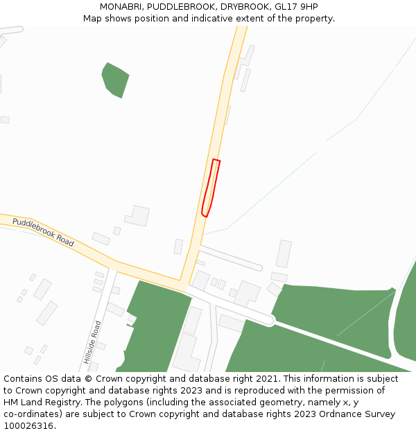 MONABRI, PUDDLEBROOK, DRYBROOK, GL17 9HP: Location map and indicative extent of plot