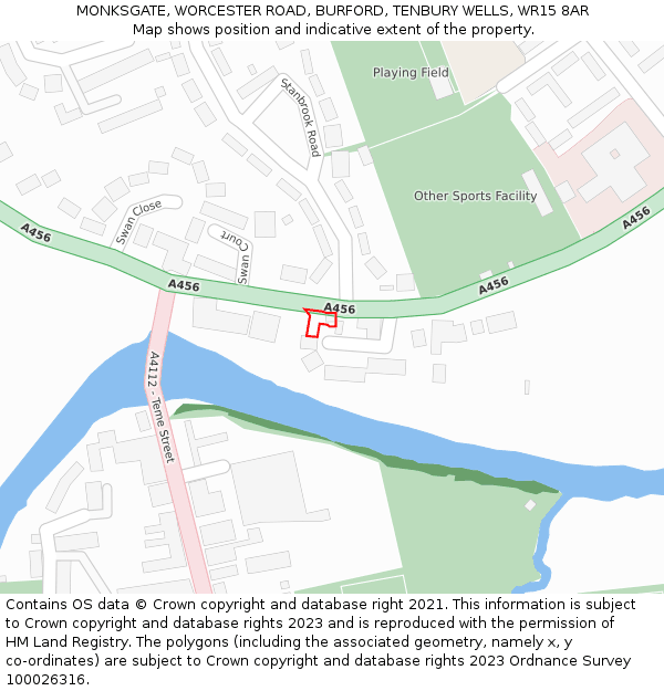 MONKSGATE, WORCESTER ROAD, BURFORD, TENBURY WELLS, WR15 8AR: Location map and indicative extent of plot