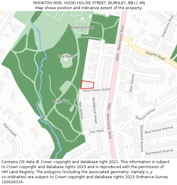 MONKTON RISE, HOOD HOUSE STREET, BURNLEY, BB11 4RJ: Location map and indicative extent of plot