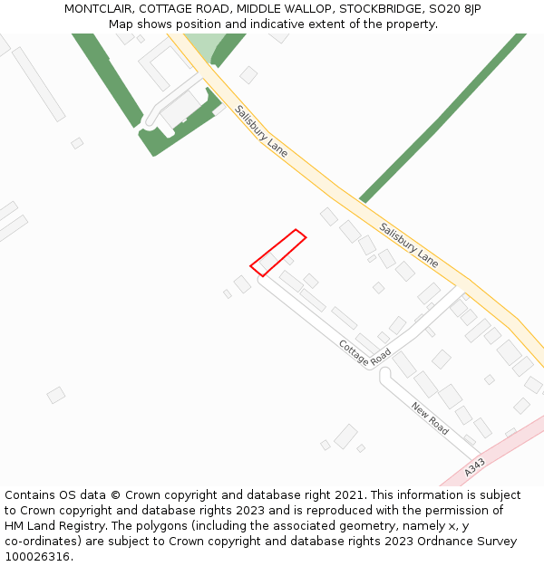 MONTCLAIR, COTTAGE ROAD, MIDDLE WALLOP, STOCKBRIDGE, SO20 8JP: Location map and indicative extent of plot