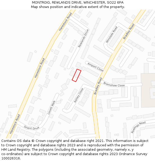 MONTROIG, REWLANDS DRIVE, WINCHESTER, SO22 6PA: Location map and indicative extent of plot