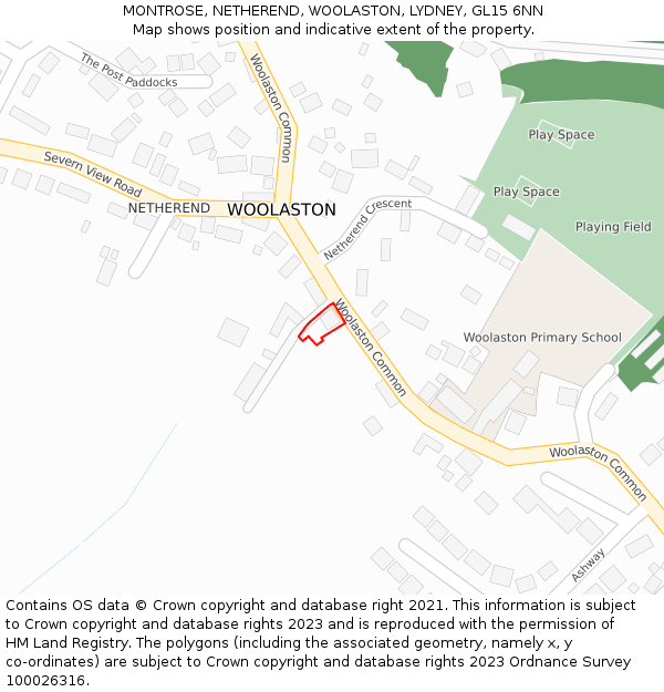 MONTROSE, NETHEREND, WOOLASTON, LYDNEY, GL15 6NN: Location map and indicative extent of plot
