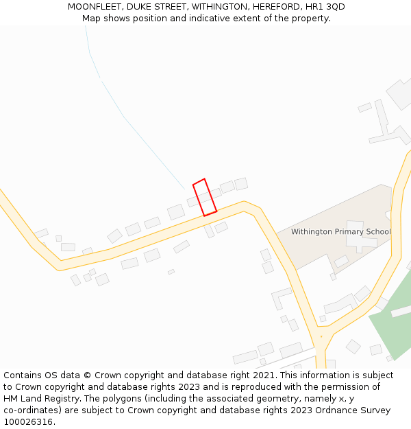 MOONFLEET, DUKE STREET, WITHINGTON, HEREFORD, HR1 3QD: Location map and indicative extent of plot