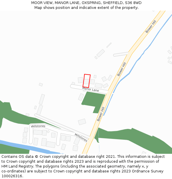 MOOR VIEW, MANOR LANE, OXSPRING, SHEFFIELD, S36 8WD: Location map and indicative extent of plot