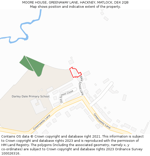 MOORE HOUSE, GREENAWAY LANE, HACKNEY, MATLOCK, DE4 2QB: Location map and indicative extent of plot