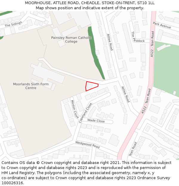 MOORHOUSE, ATTLEE ROAD, CHEADLE, STOKE-ON-TRENT, ST10 1LL: Location map and indicative extent of plot