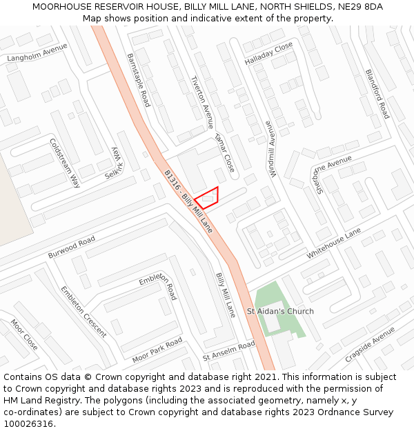 MOORHOUSE RESERVOIR HOUSE, BILLY MILL LANE, NORTH SHIELDS, NE29 8DA: Location map and indicative extent of plot